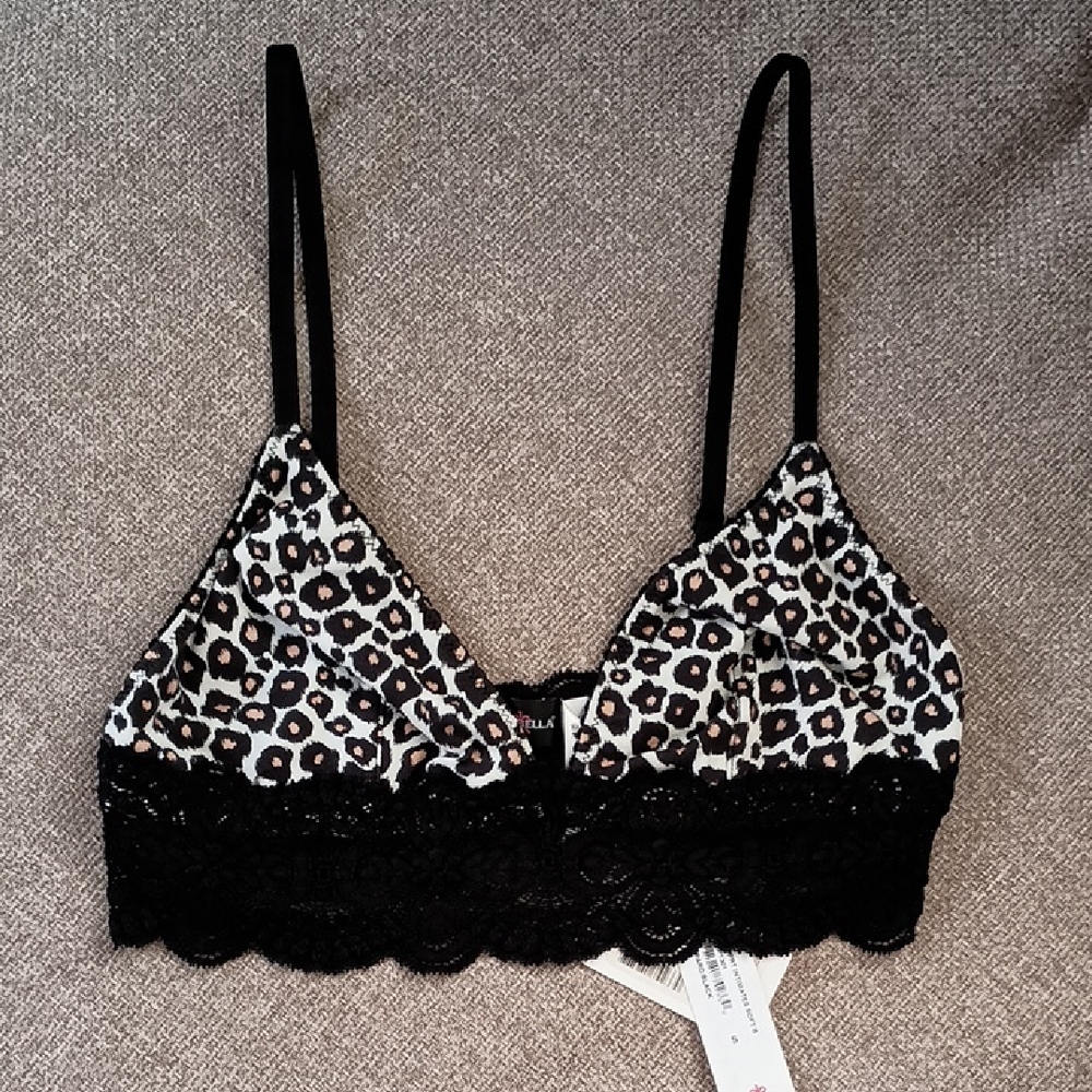 Cosabella Leopard Lace Bralette - Black and White